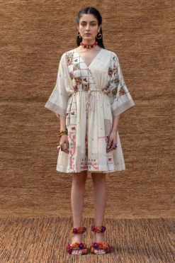 Sunira Designs Kora Embroidered Drawstring Dress