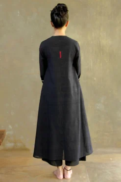 Kishmish Side Pleated Black Dress -Inca Clothing Shop kmsf194sl sps blk 4