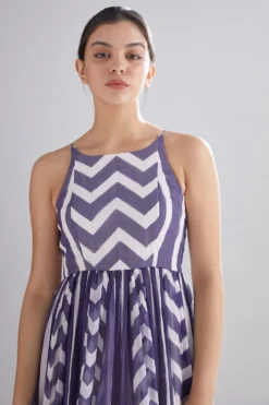 KoAi Purple Zigzag And Striped Maxi Dress -Inca Clothing Shop kofw20035 4