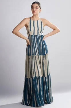 KoAi Striped Tiered Maxi Dress -Inca Clothing Shop kofw20053 3