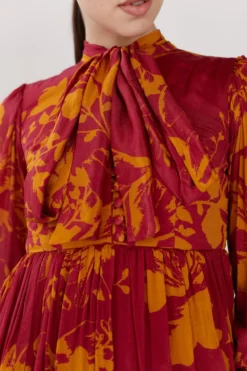 KoAi Dark Pink & Mustard Tiered Dress -Inca Clothing Shop koss21040 4