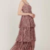 KoAi Abstract Printed Tiered Maxi Dress