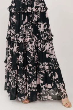 KoAi Dark Green Floral Printed Frill Dress 8 KoAi Dark Green Floral Printed Frill Dress -Inca Clothing Shop koss21051 4