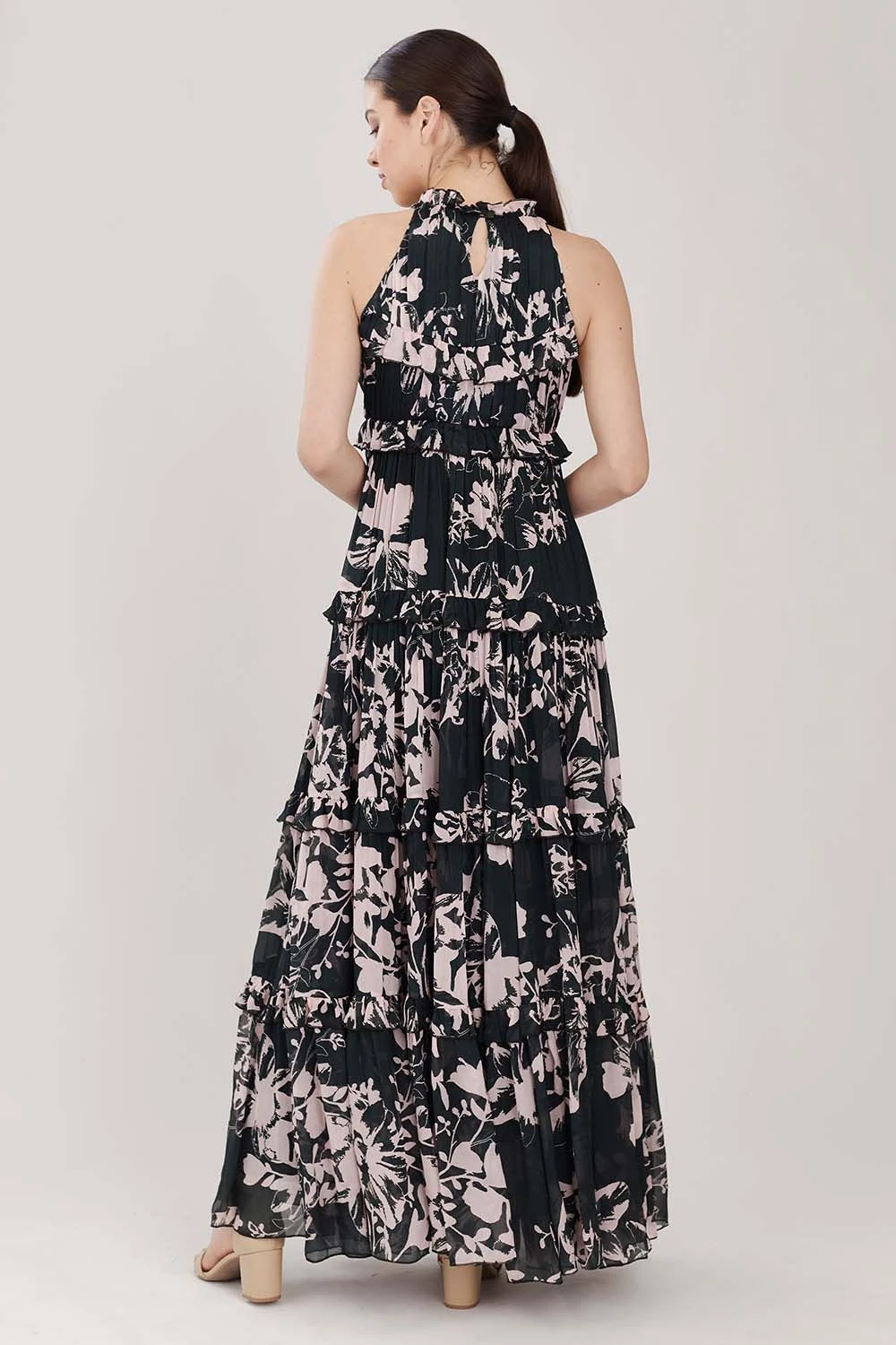 KoAi Dark Green Floral Printed Frill Dress 5 KoAi Dark Green Floral Printed Frill Dress - Image 5