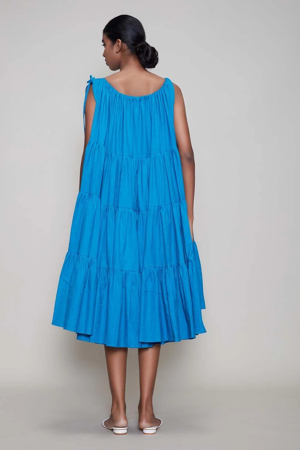 Mati Blue Midi Dress With Voluminous Layers 4 Mati Blue Midi Dress With Voluminous Layers - Image 4