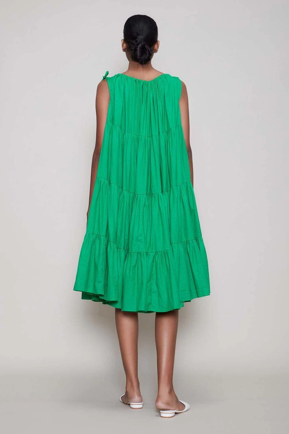 Mati Green Midi Dress With Voluminous Layers 3 Mati Green Midi Dress With Voluminous Layers - Image 3