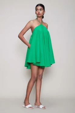Mati Green Mini Halter Neck Dress