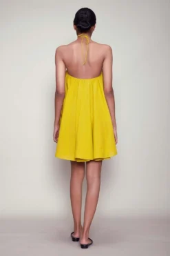 Mati Yellow Mini Halter Neck Dress -Inca Clothing Shop mtveza yellow 3