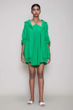 Mati Green Halter Neck Dress & Jacket Set