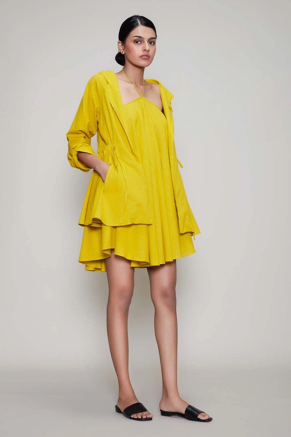 Mati Yellow Halter Neck Dress & Jacket Set 1 Mati Yellow Halter Neck Dress & Jacket Set