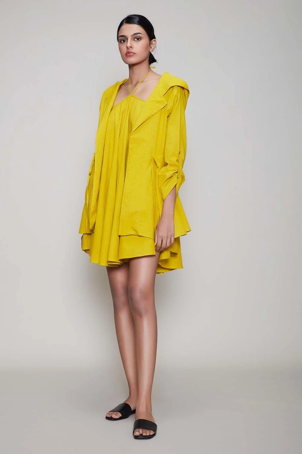 Mati Yellow Halter Neck Dress & Jacket Set 2 Mati Yellow Halter Neck Dress & Jacket Set - Image 2