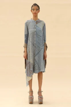 Abhishek Sharma Shirt Dress With Tie-up Sleeve Detailing