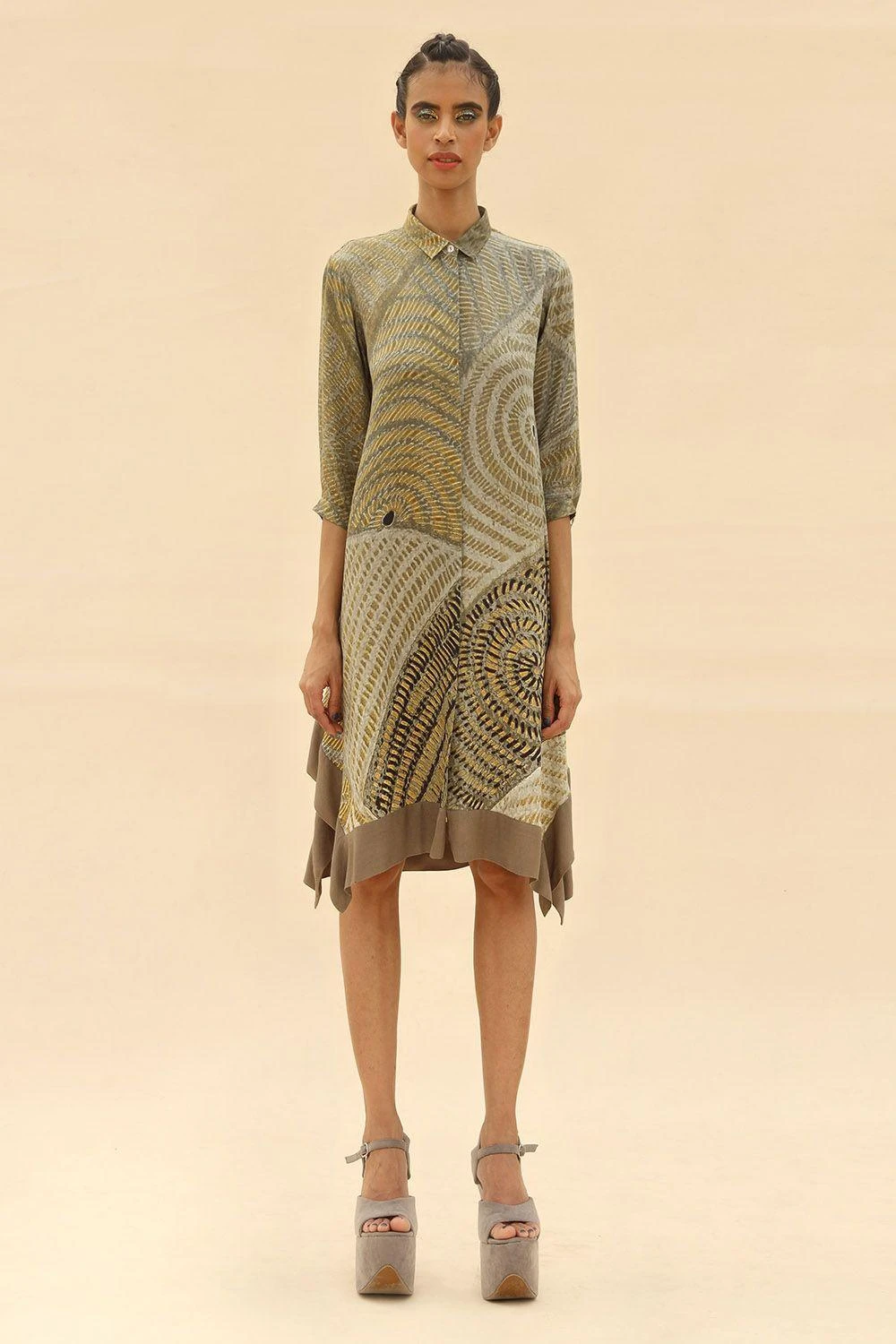 Abhishek Sharma Tie & Dye Printed Shirt Dress 1 Abhishek Sharma Tie & Dye Printed Shirt Dress