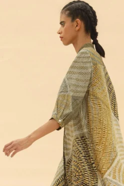 Abhishek Sharma Tie & Dye Printed Shirt Dress 8 Abhishek Sharma Tie & Dye Printed Shirt Dress -Inca Clothing Shop psh05dune 4