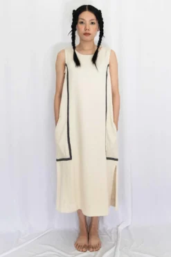 Rias Jaipur Ecru Cotton Denim Dress