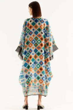 Rajdeep Ranawat Printed Midi Dress With Kaftan Sleeves -Inca Clothing Shop rr 1153 4