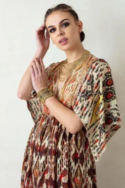 Rajdeep Ranawat Long V Neck Kaftan Dress -Inca Clothing Shop rr 413 4
