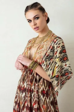 Rajdeep Ranawat Long V Neck Kaftan Dress -Inca Clothing Shop rr 413 5