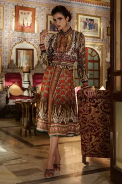 Rajdeep Ranawat Printed Silk Dress & Jacket Set