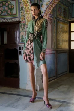 Rajdeep Ranawat Draped Silk Shirt Dress