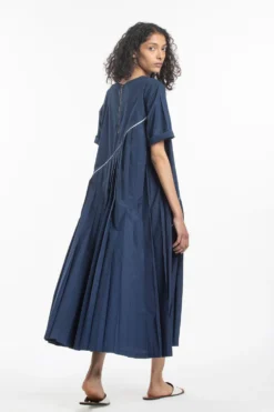 Three Navy Dress With Asymmetric Pleats -Inca Clothing Shop s21 d08 3