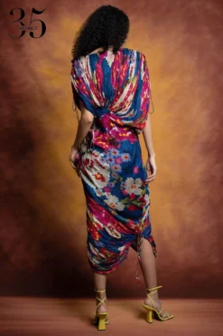 Saaksha & Kinni Blue Floral Printed & Micro Pleated Dress -Inca Clothing Shop sk 229sk23 6