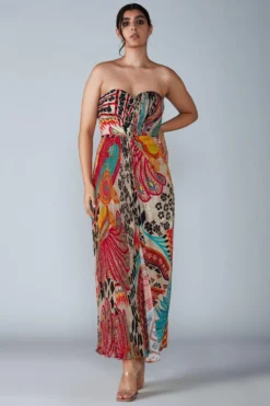 Saaksha & Kinni Multicoloured Micro Pleated Maxi Dress