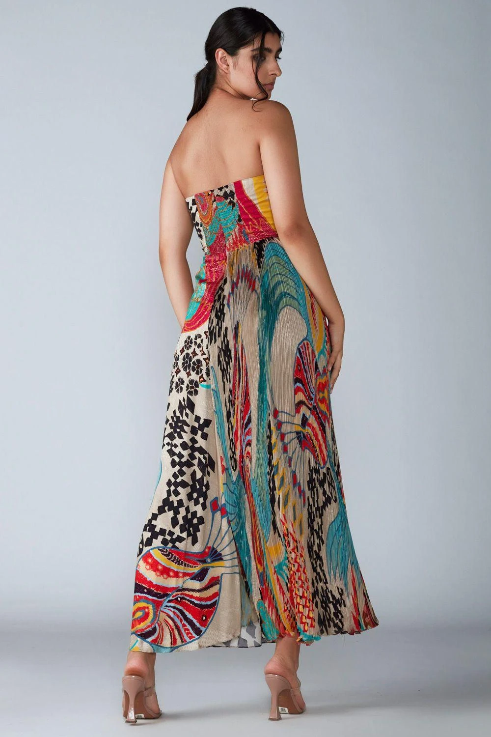 Saaksha & Kinni Multicoloured Micro Pleated Maxi Dress 2 Saaksha & Kinni Multicoloured Micro Pleated Maxi Dress - Image 2