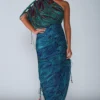 Saaksha & Kinni Turquoise Abstract Printed Sari Dress