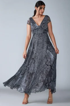 Saaksha & Kinni Black & White Abstract Printed Maxi Dress