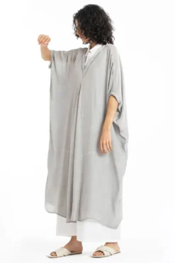 Three V Neck Kaftan With Placket White Dress -Inca Clothing Shop ss20 set27 3