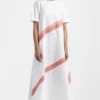 Three White Applique Stripe Dress
