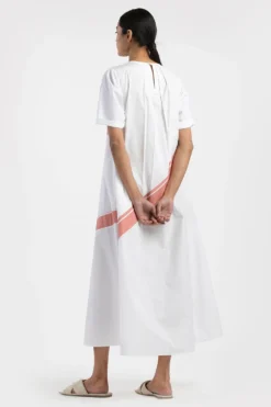 Three White Applique Stripe Dress 5 Three White Applique Stripe Dress -Inca Clothing Shop ss21 d07 xs 3