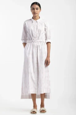 Three Dusty Rose Elastic Waist Dress