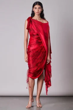 Saaksha & Kinni Shaded Printed Chiffon Sari Dress