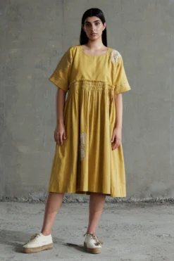 Sunira Designs Yellow Hand Spun Cotton Dress