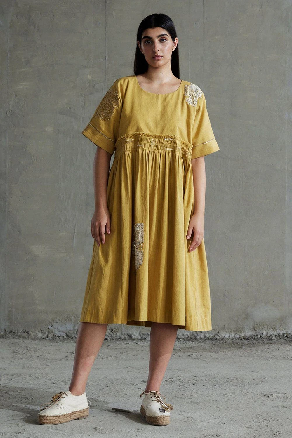 Sunira Designs Yellow Hand Spun Cotton Dress 1 Sunira Designs Yellow Hand Spun Cotton Dress