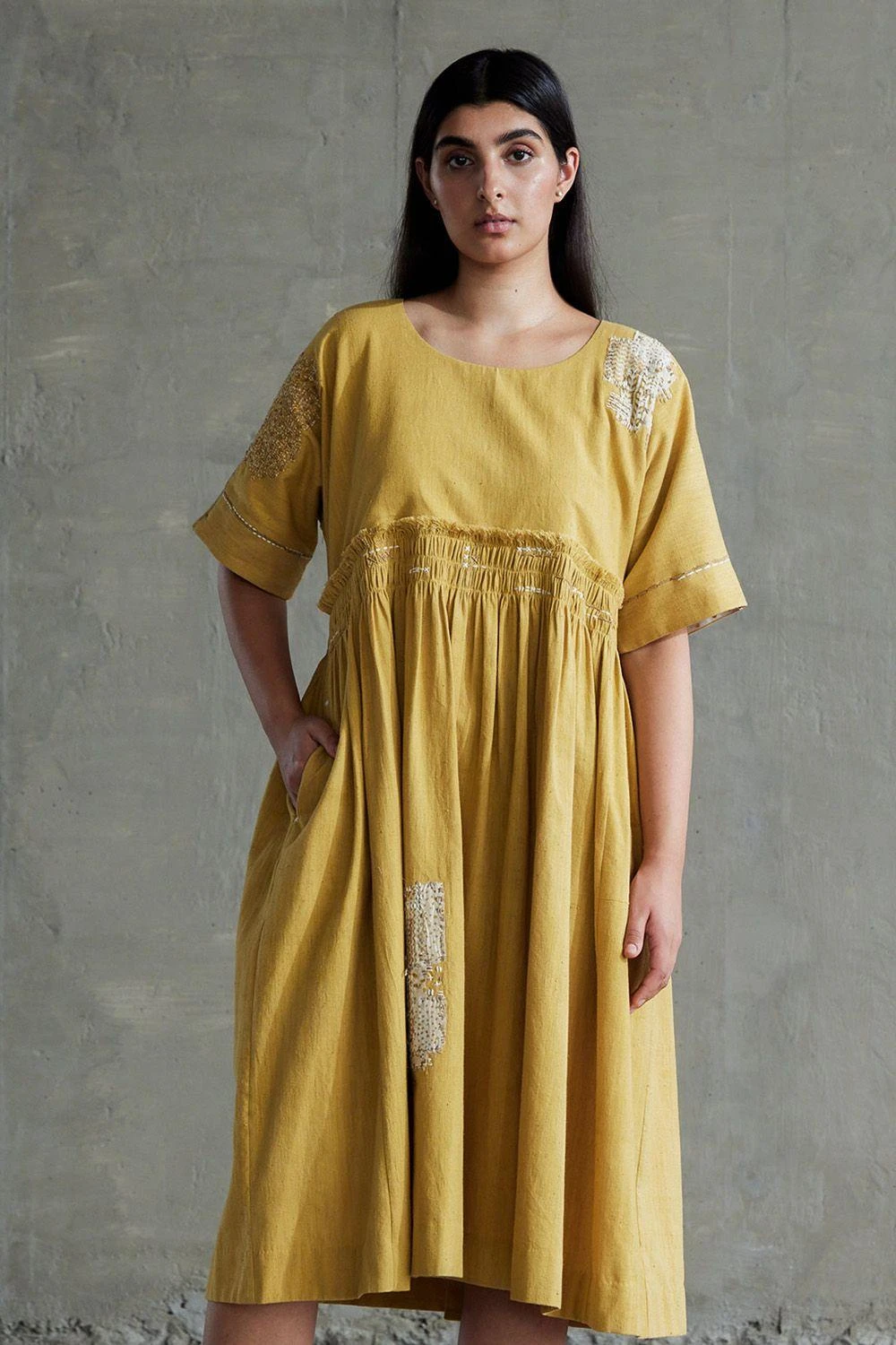 Sunira Designs Yellow Hand Spun Cotton Dress 2 Sunira Designs Yellow Hand Spun Cotton Dress - Image 2