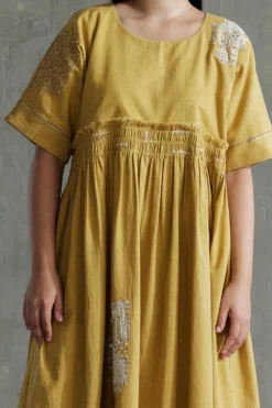Sunira Designs Yellow Hand Spun Cotton Dress 9 Sunira Designs Yellow Hand Spun Cotton Dress -Inca Clothing Shop sun0624 4