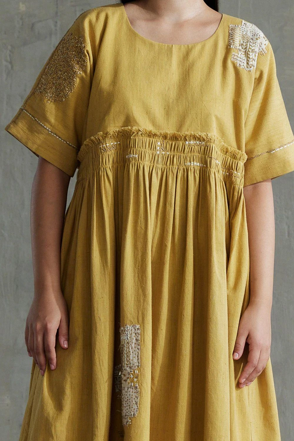 Sunira Designs Yellow Hand Spun Cotton Dress 4 Sunira Designs Yellow Hand Spun Cotton Dress - Image 4