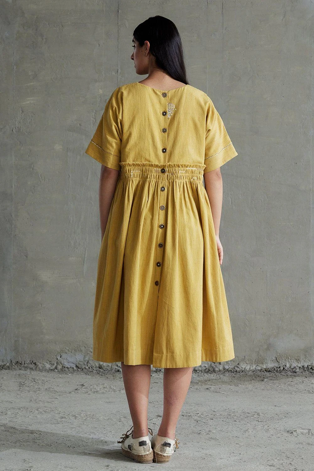 Sunira Designs Yellow Hand Spun Cotton Dress 6 Sunira Designs Yellow Hand Spun Cotton Dress - Image 6