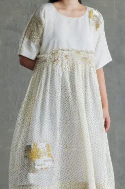 Sunira Designs Yellow Hand Spun Chanderi Dress -Inca Clothing Shop sun0628 4