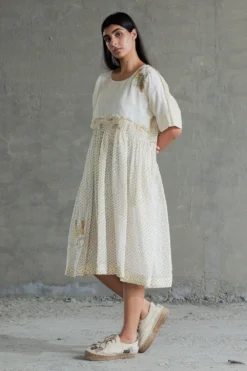 Sunira Designs Yellow Hand Spun Chanderi Dress -Inca Clothing Shop sun0628 5
