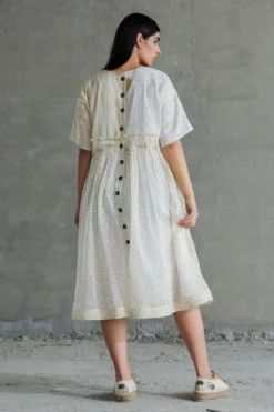 Sunira Designs Yellow Hand Spun Chanderi Dress -Inca Clothing Shop sun0628 6