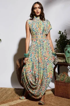 SVA Bagh Print Drape Dress
