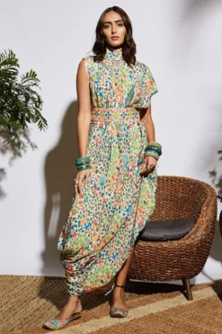 SVA Bagh Print Drape Dress -Inca Clothing Shop svaw21d01d 3
