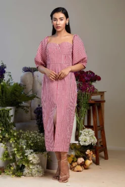 Twinkle Hanspal Gingham Puffed Sleeve Dress