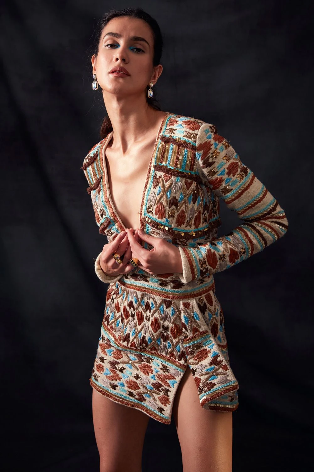 Nikita Mhaisalkar Off-white Hemp Short Dress With Embellishment 3 Nikita Mhaisalkar Off-white Hemp Short Dress With Embellishment - Image 3