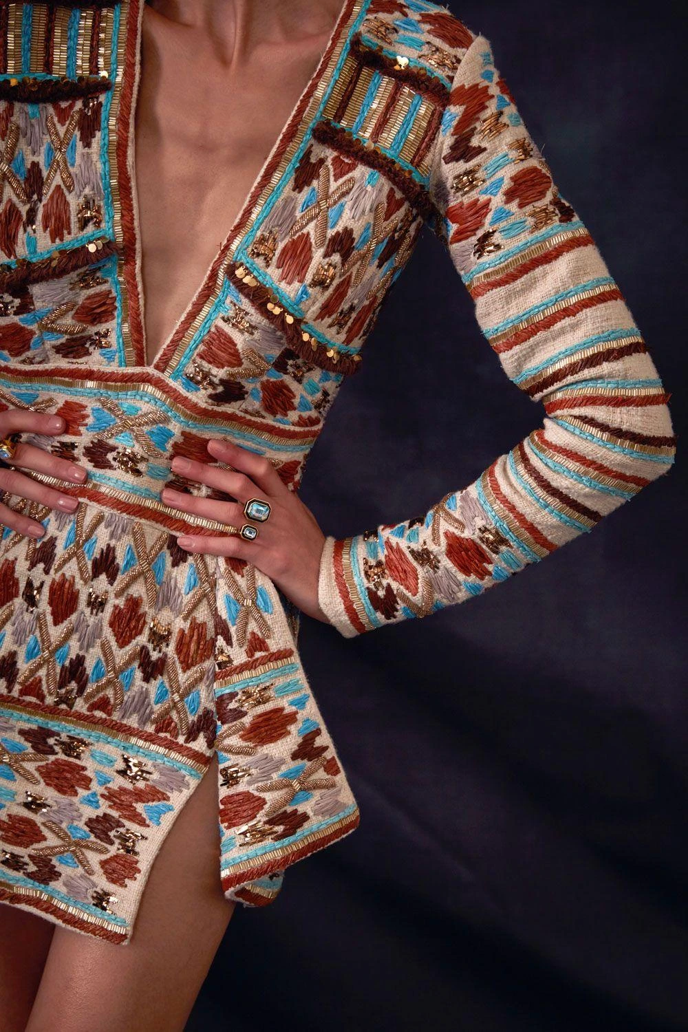 Nikita Mhaisalkar Off-white Hemp Short Dress With Embellishment 4 Nikita Mhaisalkar Off-white Hemp Short Dress With Embellishment - Image 4