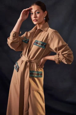 Nikita Mhaisalkar Beige Shirt Dress With Turkish Bead Work -Inca Clothing Shop tt sf22 043 3